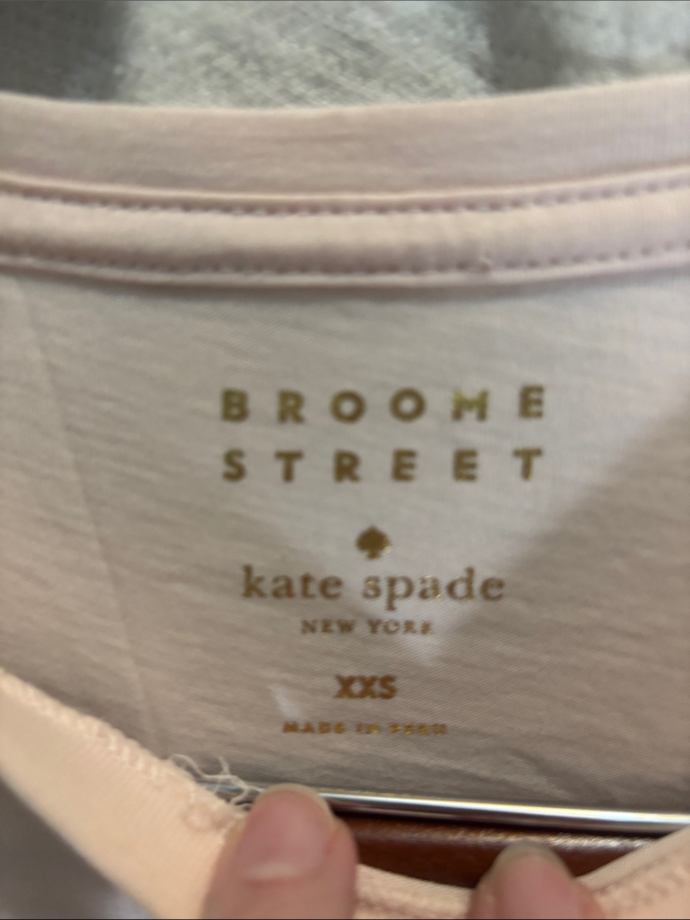 kate spade Broome Street “Oh hello” Embellished Camel Tee Pink XXS Like New - Picture 2 of 9